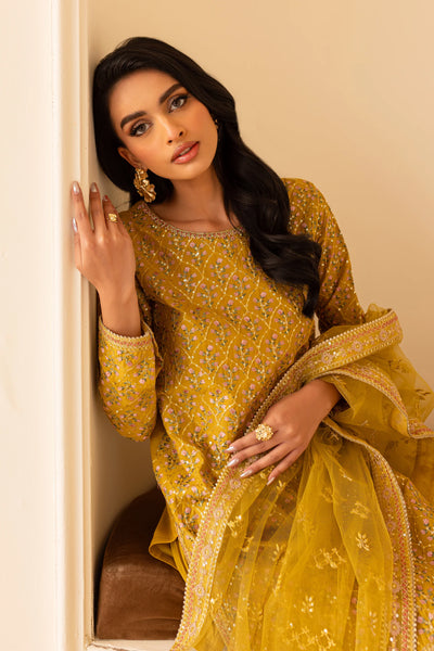 Sand Bloom 3Pc - Embroidered Sharara Pret
